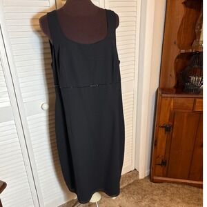 After Dark Black Sleeveless Sheath Dress Beaded Empire Waist Scoop Neck Cocktail